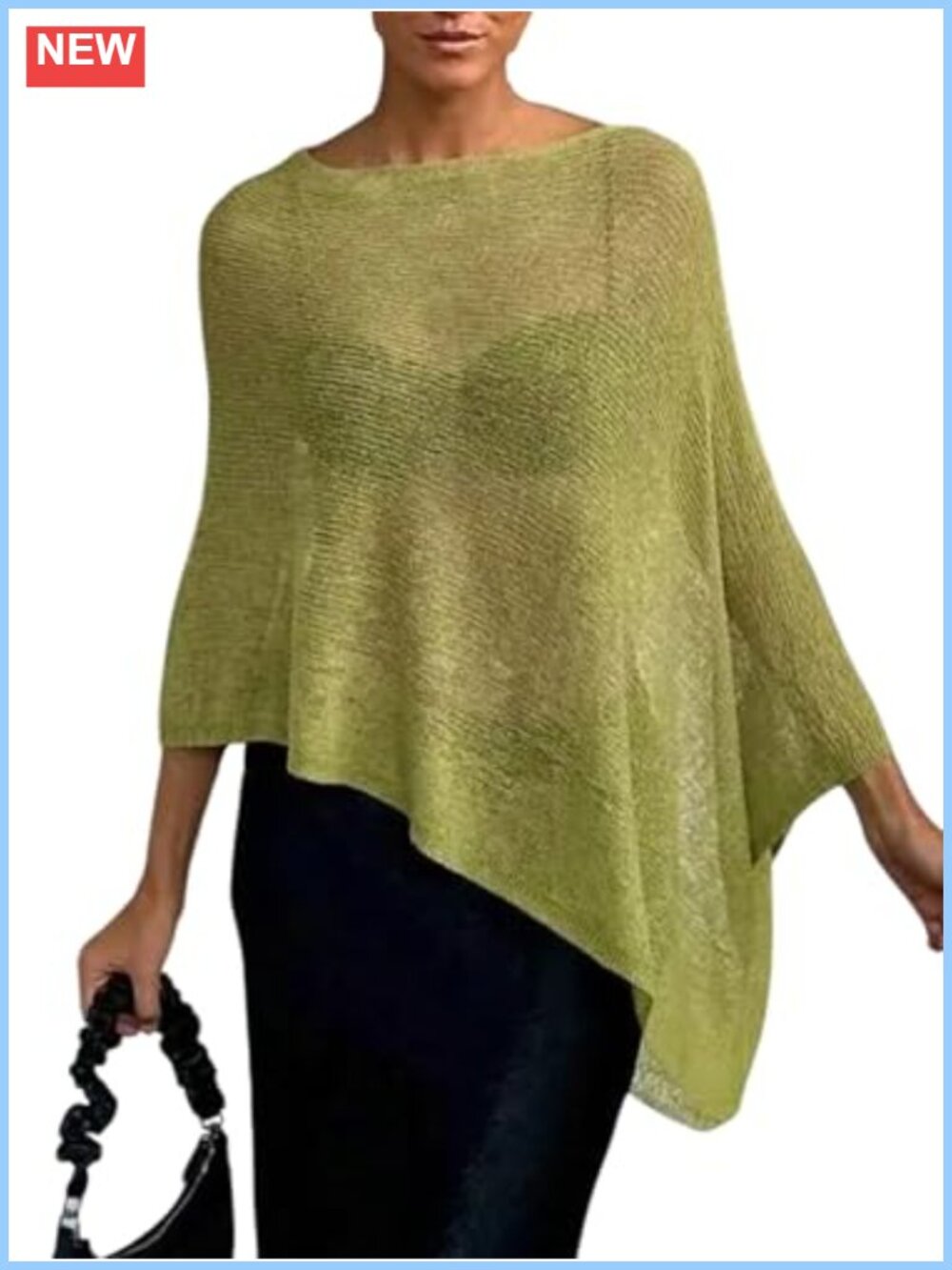 Sheer Shawl Cape Top Lightweight Knit Sweater Asymmetrical